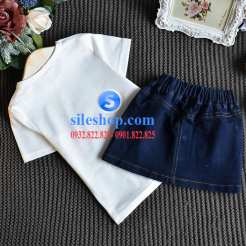 Set bộ chân váy jean áo thun in hình bé gái dễ thương cho bé gái -sileshop (14)